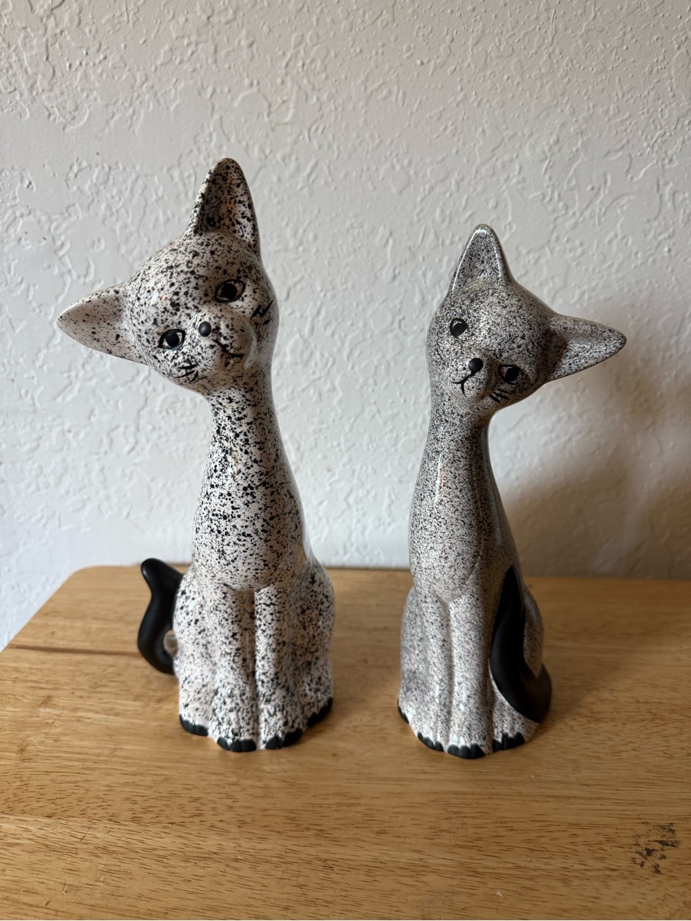 Speckled Ceramic Cat Figurines, Vintage - Happy Cats